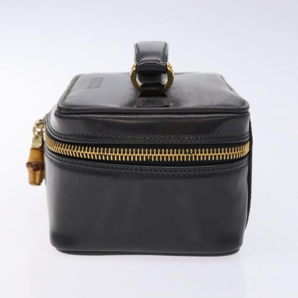 GUCCI Bamboo Vanity Hand Bag Patent Leather Navy Gold 032 1705 032 1705 - Picture 4 of 16